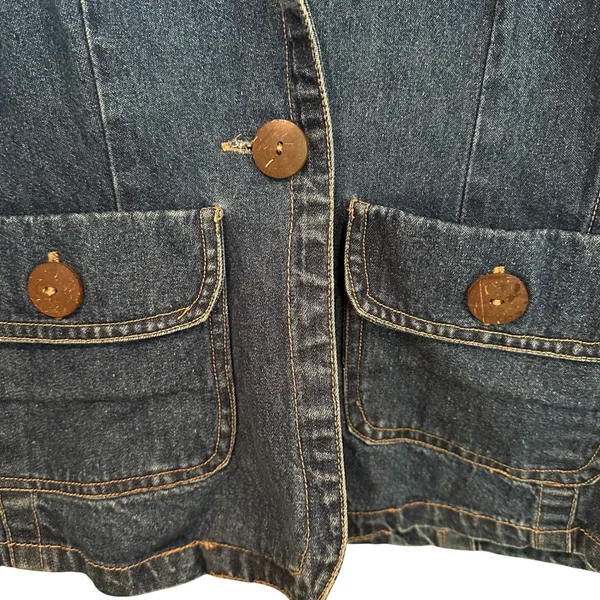 Keren Hart‎ Denim Blazer Lace Jacket Women's Medium Y2K Vintage 80s Cottagecore - Image 3