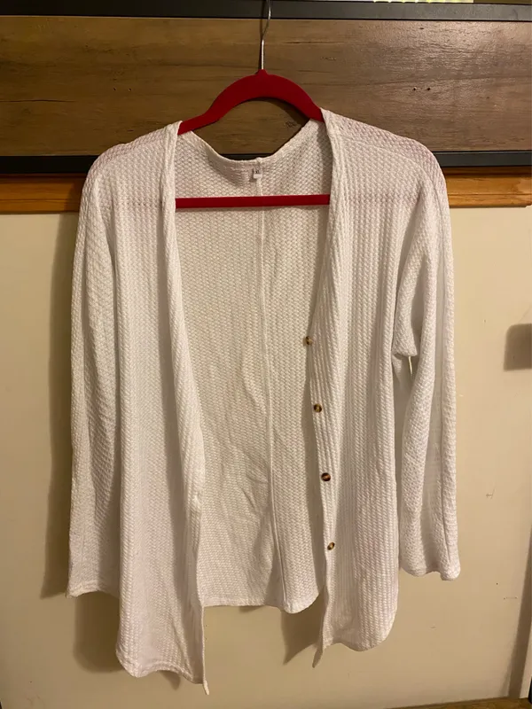 White Cardigan Sweater Size XL - Image 2