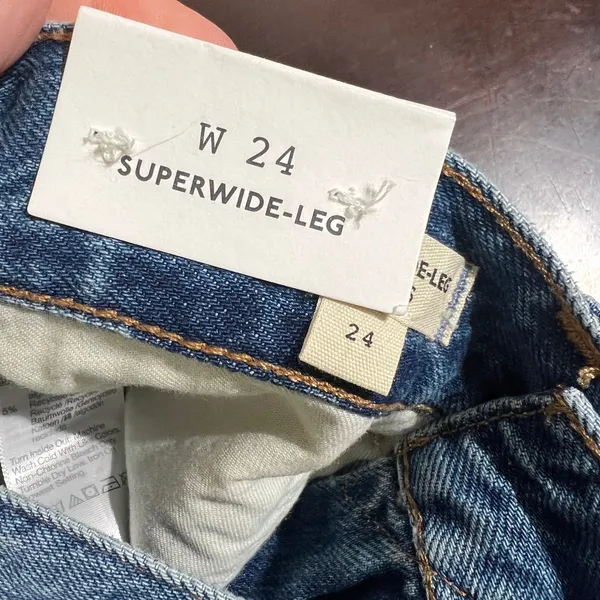 NWT Madewell Superwide Leg Jeans Fannin Wash Rigid Denim Cuffs High Rise - Image 3