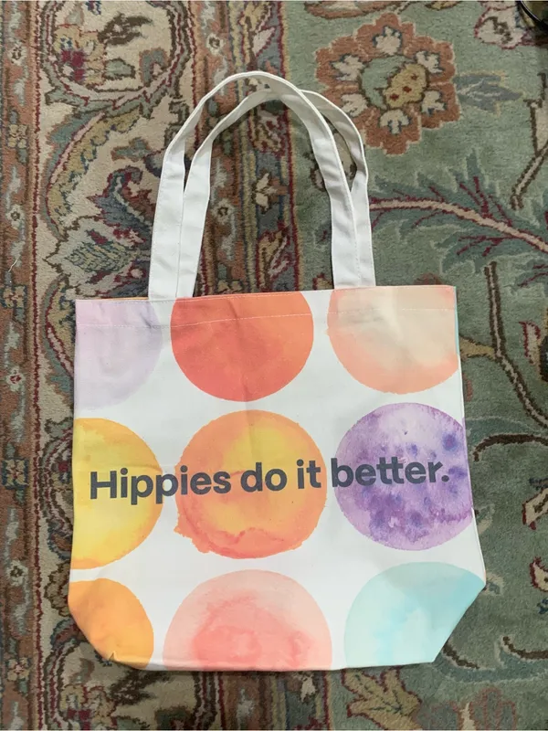 Mad Hippie Canvas Tote Bag Multi Colored Large Polka Dots - Image 4