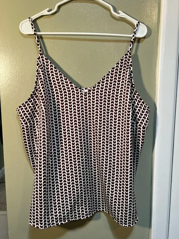 A New Day Women’s Size XXL Matte Satin Cami Camisole Tank Top White Dark Brown - Image 4