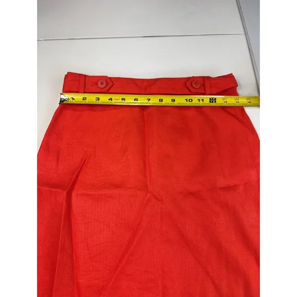 J. Crew Red Linen Skirt Size 0 Womens Mini A-Line Button‎ Accent Career - Image 4