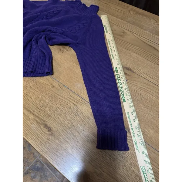 CHAPS Women Size Large Knit Sweater Purple Long Sleeve Mock Neck‎ Winter Holiday - Image 6
