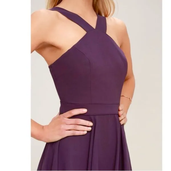 Lulus‎ Forevermore Dusty Purple Halter Sleeveless Skater Dress SMALL - Image 2