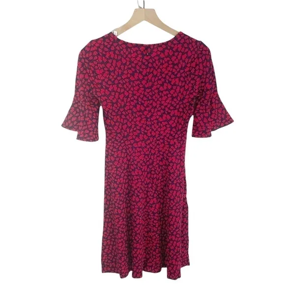 Lark & Ro Red Floral Ruffle Sleeve Fit And Flare‎ Knee Length Dress Sz 0 - Image 6