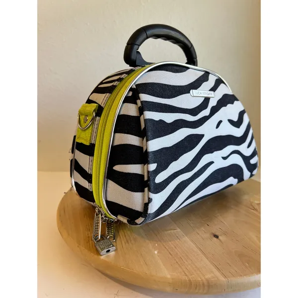 Luca Vergani Zebra Animal Print Top Handle Make up Case Medium Tote Bag - Image 12