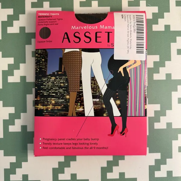 Spanx Maternity Tights Size 1 Xs S Pantyhose Hosiery Textured Stripe Black NEW - Image 2
