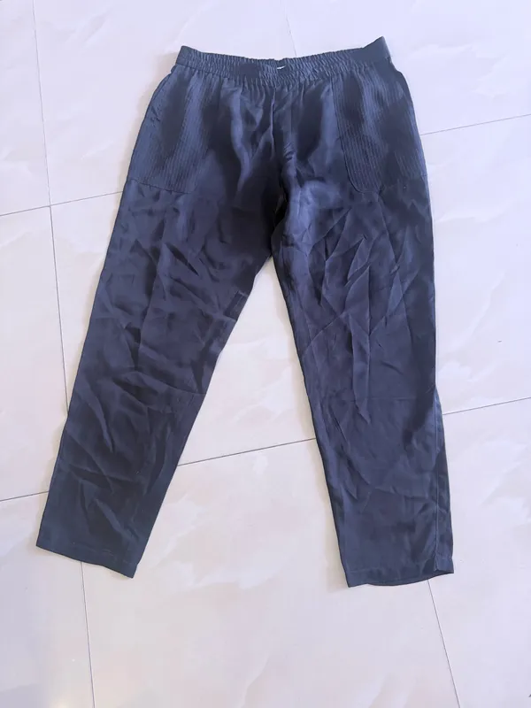 WOMENS CLUB MONACO NAVY ELASTIC WAIST SILK PANTS Size 4 Soft Pockets - Image 11