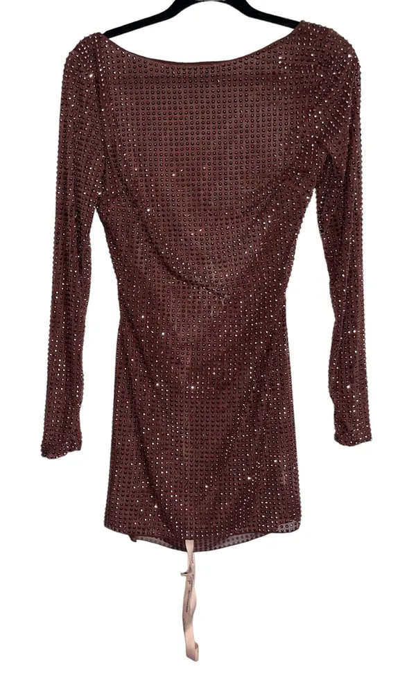 Oh Polly Embellished High Neck Cowl Back Mini Dress - Image 2