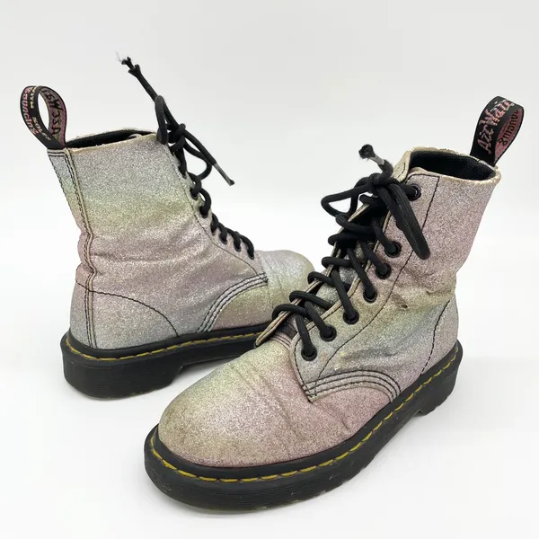 Dr Martens Womens‎ Combat Boots Size 5 Glitter Punk Rave Alt Festival Goth - Image 2