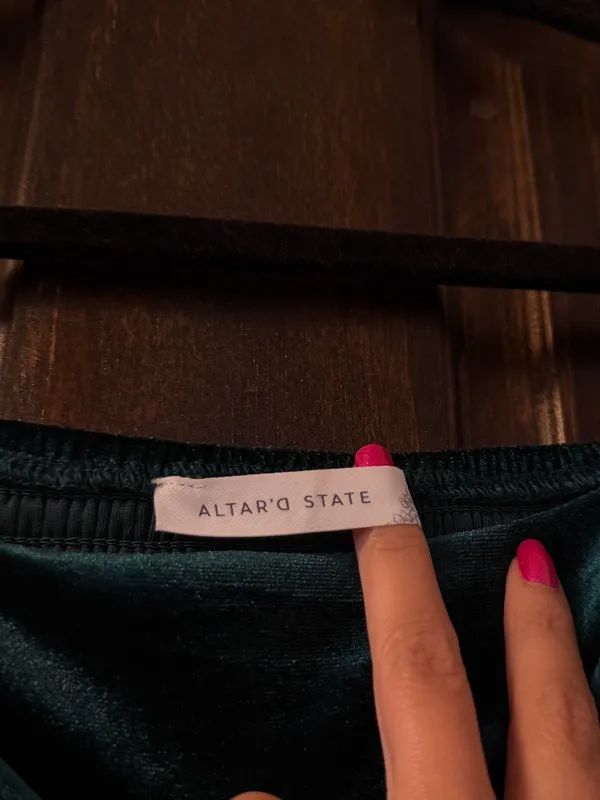 Altar’d State Green Velvet Top - Image 3