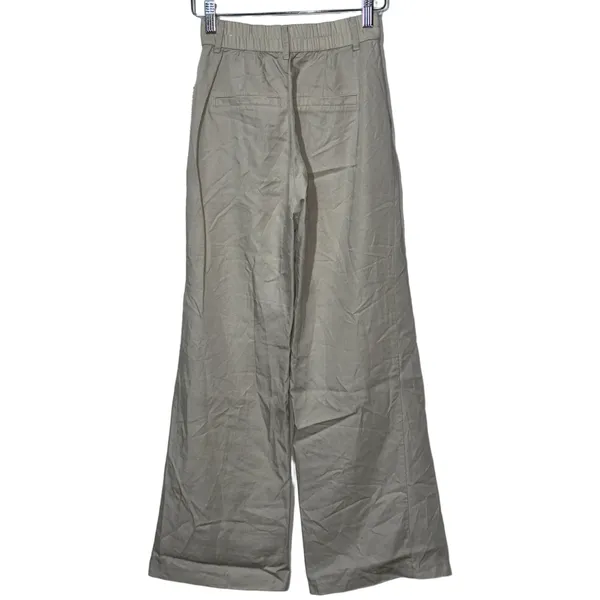 Abercrombie & Fitch Khaki Gray Lyocell Pleated High Waisted Wide Leg Pant Sz XXS - Image 2