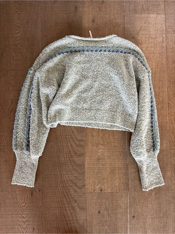 free people fuzzy sweater pullover bubble sleeve - Image 3