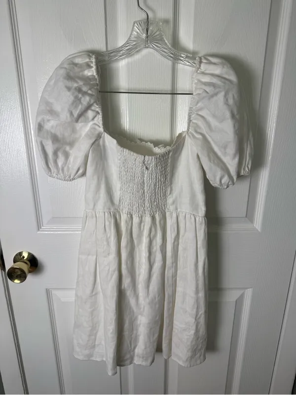 Reformation Malvina Linen Dress in White 6 - Image 5