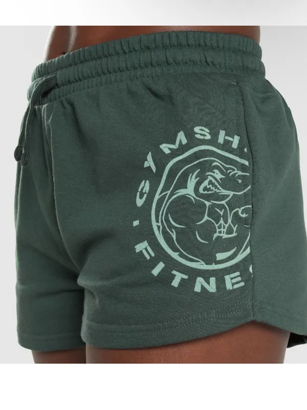 Gymshark Small Legacy Graphic Sweat Shorty Shorts Green Gym Workout - Image 7