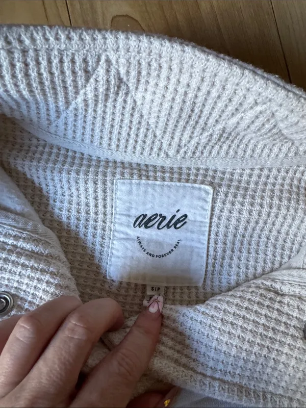 aerie Men's Cream Zip-Up Knit Pullover - Image 2