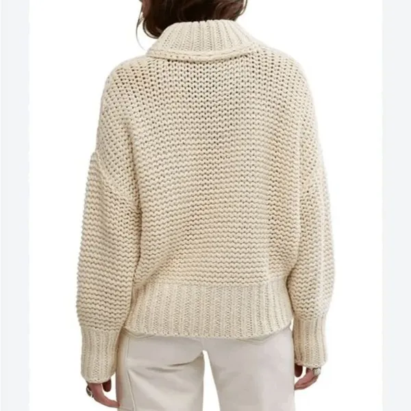 Free People My Only Sunshine Ivory Cream Chunky Open Knit Sweater Size Large - Image 10