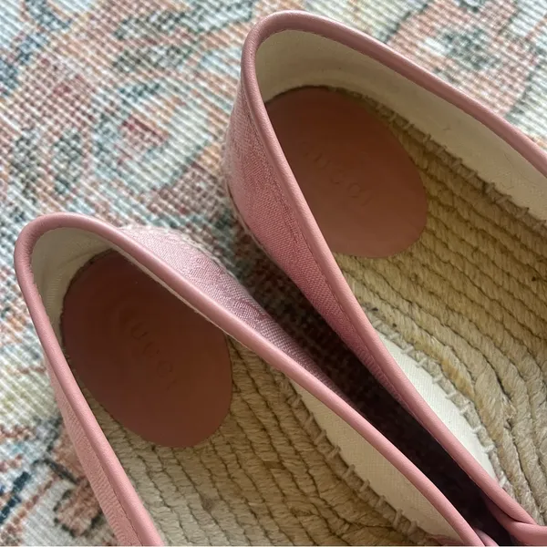 Gucci Pink‎ GG Logo Canvas Espadrilles - Image 7