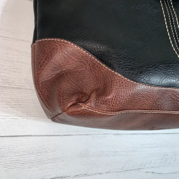 Born concept faux leather shoulder bag black/brown - Image 9