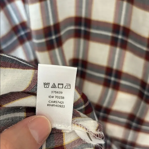 Ann Taylor loft white navy maroon plaid long sleeve boxy sheer blouse top M​​ - Image 11