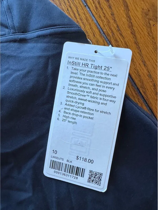 Lululemon Instill High Rise 25” Black Size 10 NWT - Image 4