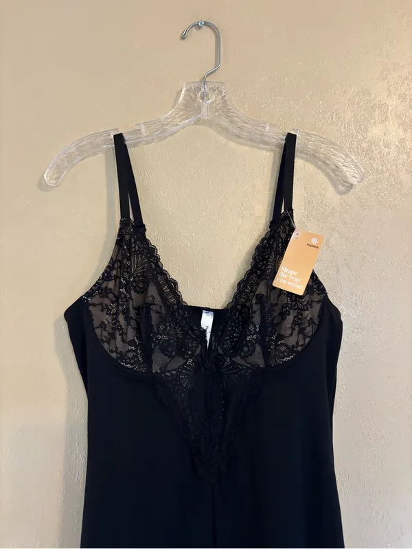 NWT Popilush Shapewear Lace Deep V-Neck Sculpting Wide Leg Jumpsuit sz L - Image 3