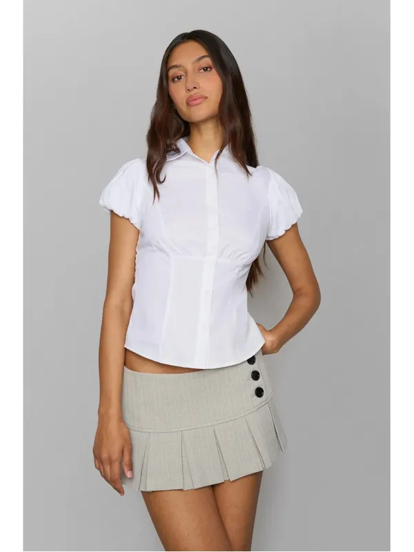 Danielle Guizio Pleated Micro Mini Skirt in Grey Plaid New Medium - Image 3