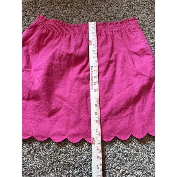 J By J.CREW Scalloped Linen Cotton Blend Pull On Mini Skirt Pink Size 14 - Image 4