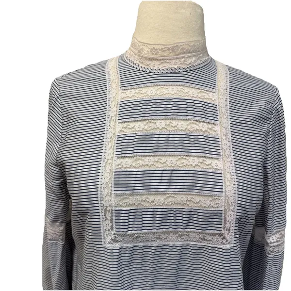 Ralph Lauren Womens Shirt Blouse Med Lace Trim Victorian Cottagecore Soft Girl - Image 3