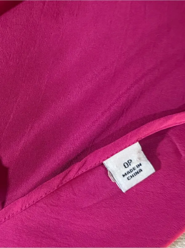 Bright fuchsia Hot Pink Silk Babydoll Dress w/Spaghetti Straps Sz 0P - Image 4