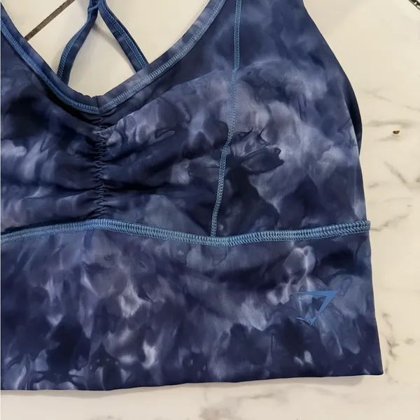 Gymshark Blue Sports Bra with Crisscross Straps - Image 2