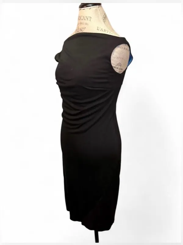 Express Black Draped Pencil Midi Dress Sz 5/6 - Image 4