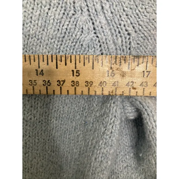 Maeve Anthropologie Sweater Womens M Light Blue Ribbed Collar Ribbed Cuffs - Image 8