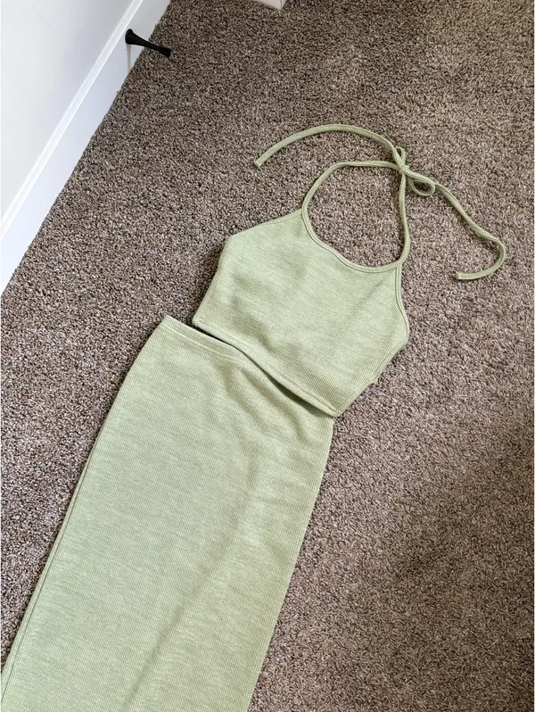 Green Knit 2 Piece Set Size XS - Image 5