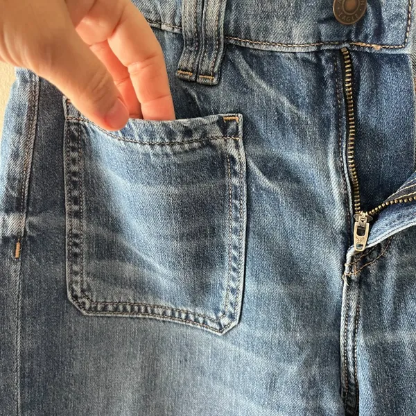 American Eagle Sz 4 Short The Perfect Vintage Wide Leg Selvedge Jeans High Rise‎ - Image 4
