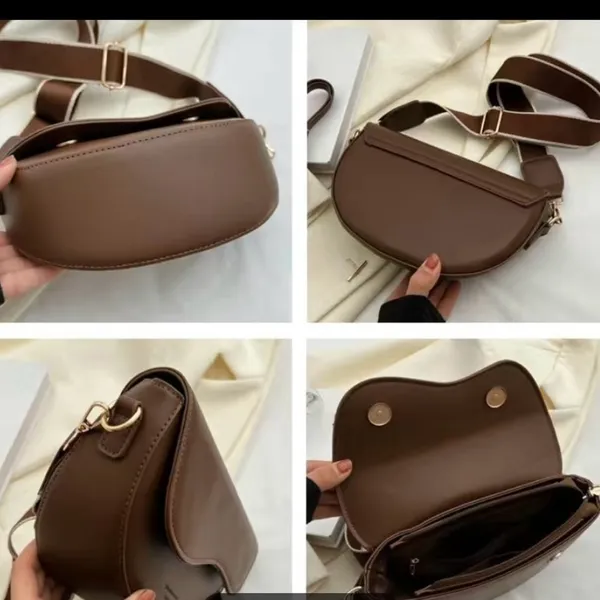Unisex Brown Saddle Bag / camera bag with Wide Strap crossbody - Image 8