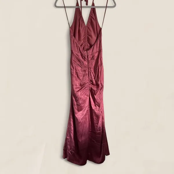 ASTR The Label Toledo Ruched Halter Midi Dress Mauve Satin Romantic - Image 3