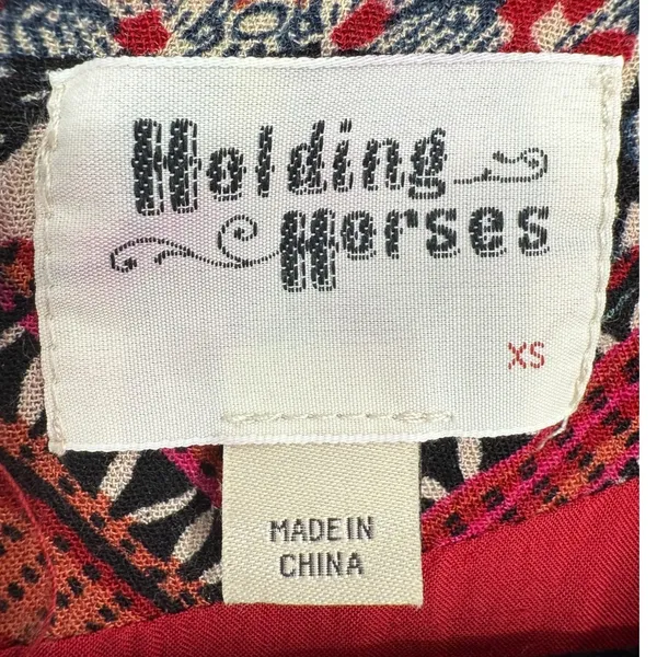 Anthropologie‎ Holding Horses Boho Print Bell Sleeve Mini Dress Size XS Western - Image 2