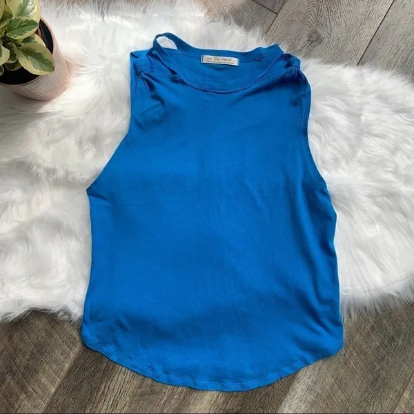 Free People Side Knot Tie Knit Tank Blue Size XS - Image 9