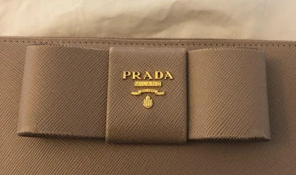 Prada Saffiano Ribbon Bow Zip Around Wallet - Image 2