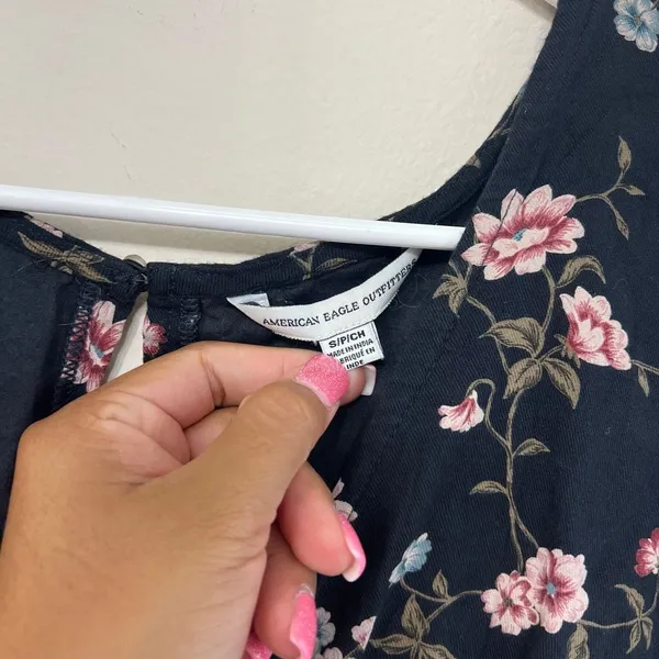 American Eagle Black Floral Dress with Cutouts Small Women - Image 3