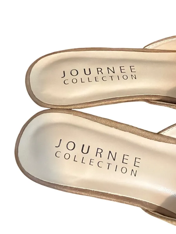 Journee Collection Vianna Slip On Mules Tan Pointed Toe Shoes Buckle Sz 7.5 - Image 6