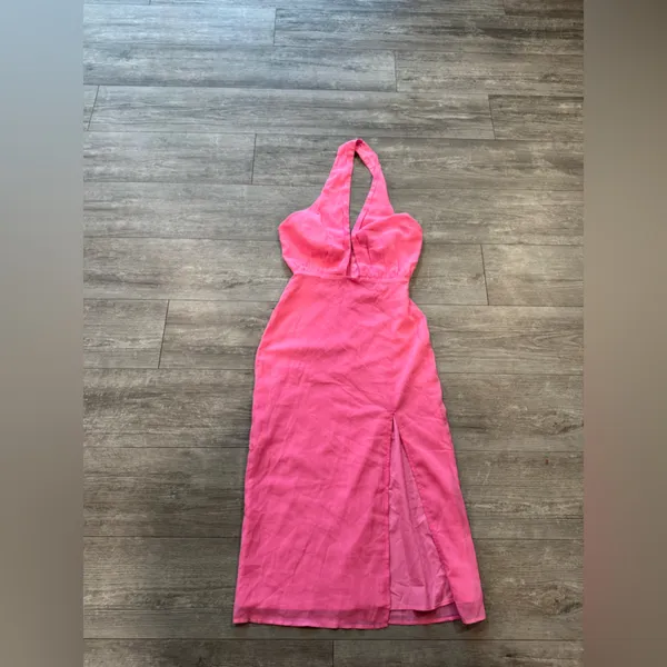 Lulu's Pink Halter Midi Dress - Image 5