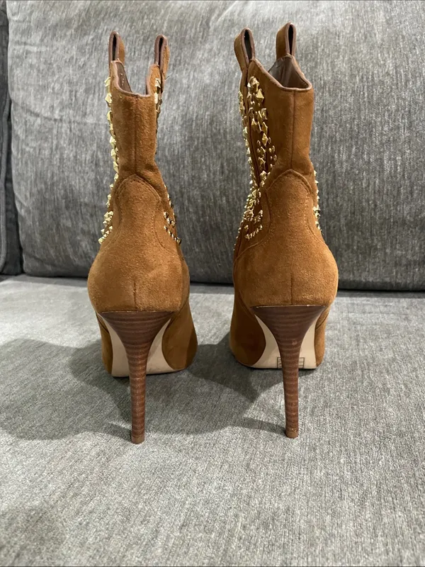 Michael Kors Reena Studded Caramel Ankle Boots Size 8 - Image 6