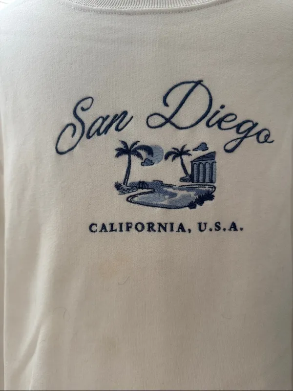 Hollister White "San Diego" Graphic Crewneck Sweater - Image 3