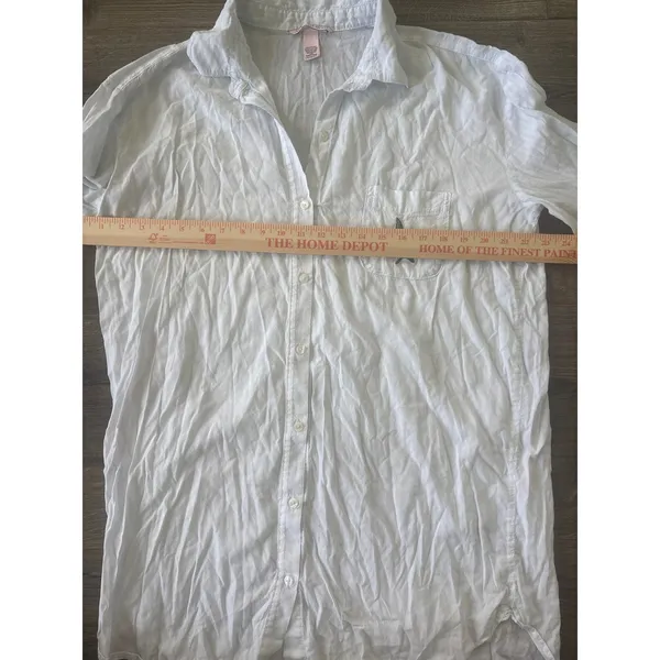 Victorias Secret Blue White Striped Lemon Embroidered Sleep Shirt Large - Image 5