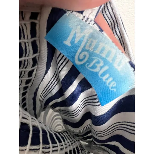 Show Me Your Mumu Blue White Striped Aria Sleeveless Square Neck Mini Dress M - Image 14