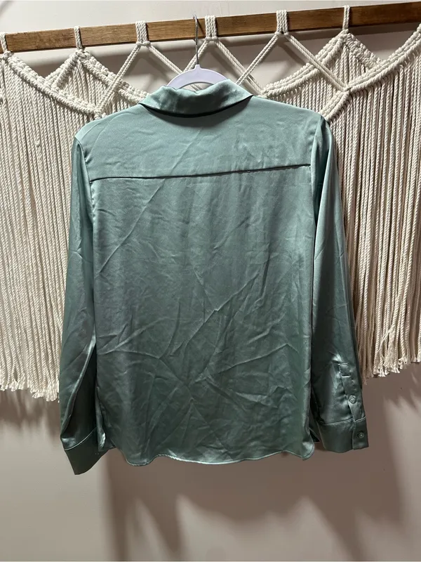 a new day Mint Green Satin Button-Down Shirt - Image 2