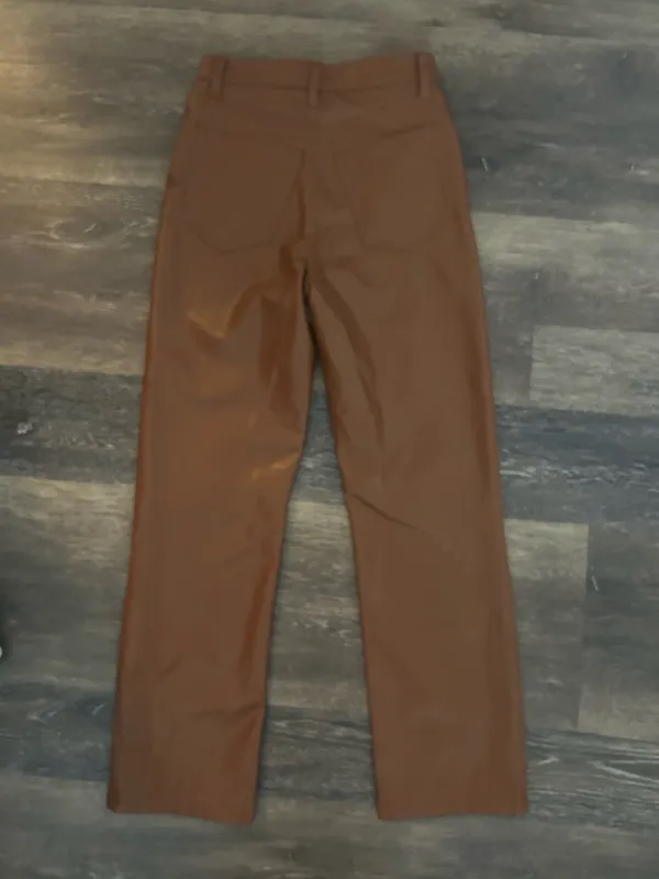 Abercrombie & Fitch 90’s Straight Ultra High Rise Brown Leather Pants - Image 3