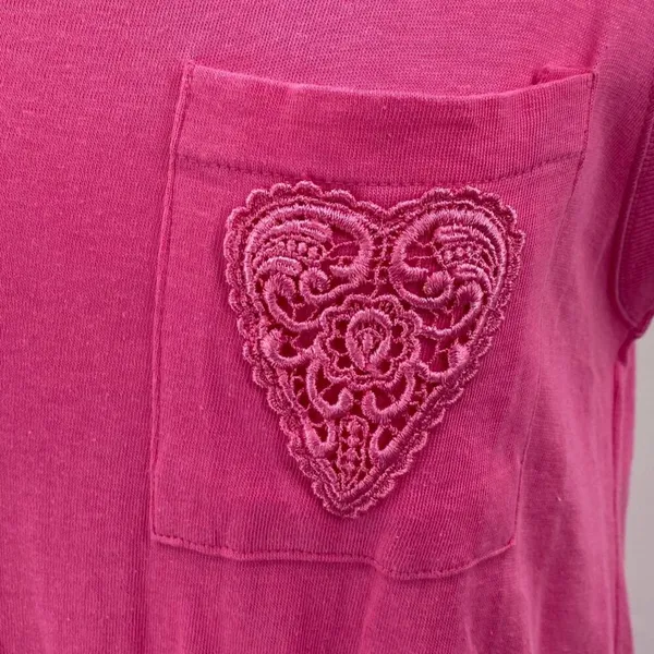 Vintage 80s Romper Embroidered Heart Pocket Sleeveless Crewneck Pink Womens M - Image 4